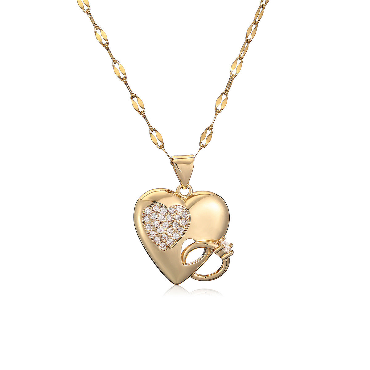18K Gold Plated Heart Zirconia Necklace