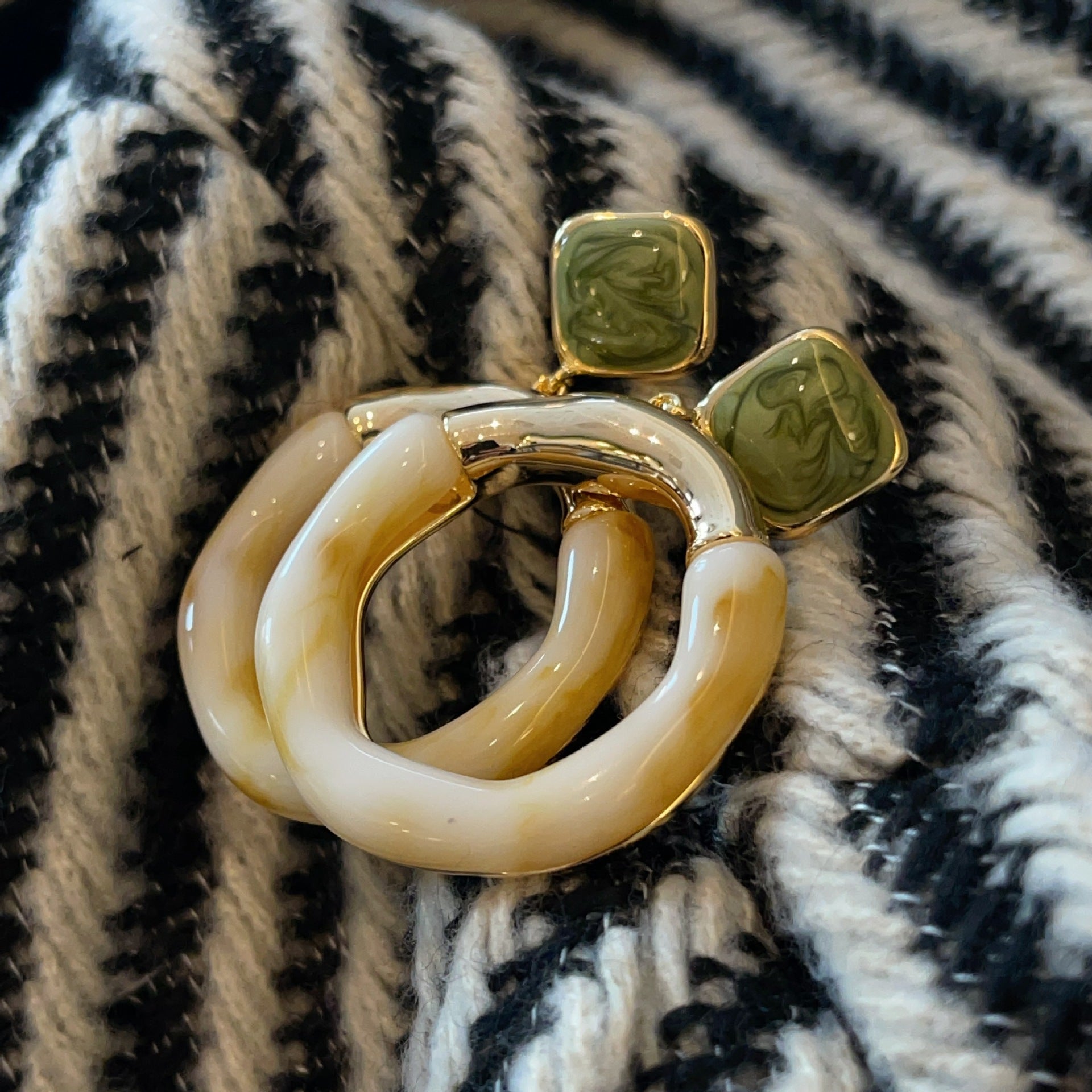 Ivory White Acetate Resin Statement Earrings