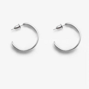 Textured Brushed Silver Hoop Earrings