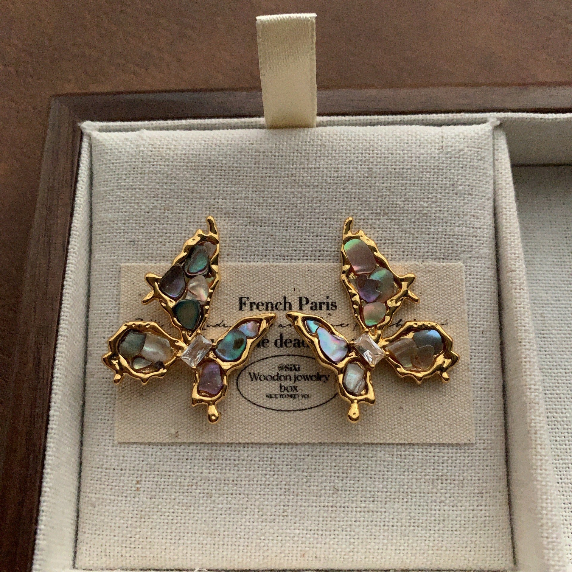 Colorful Mother-of-Pearl U-Shape Ear Cuff 925 Silver