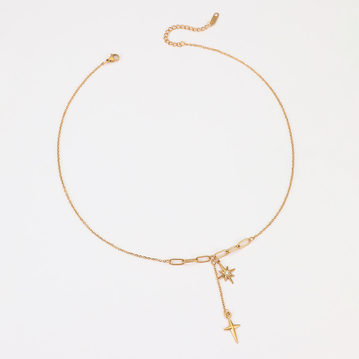 Celestial Eight-Point Star & Cross Necklace