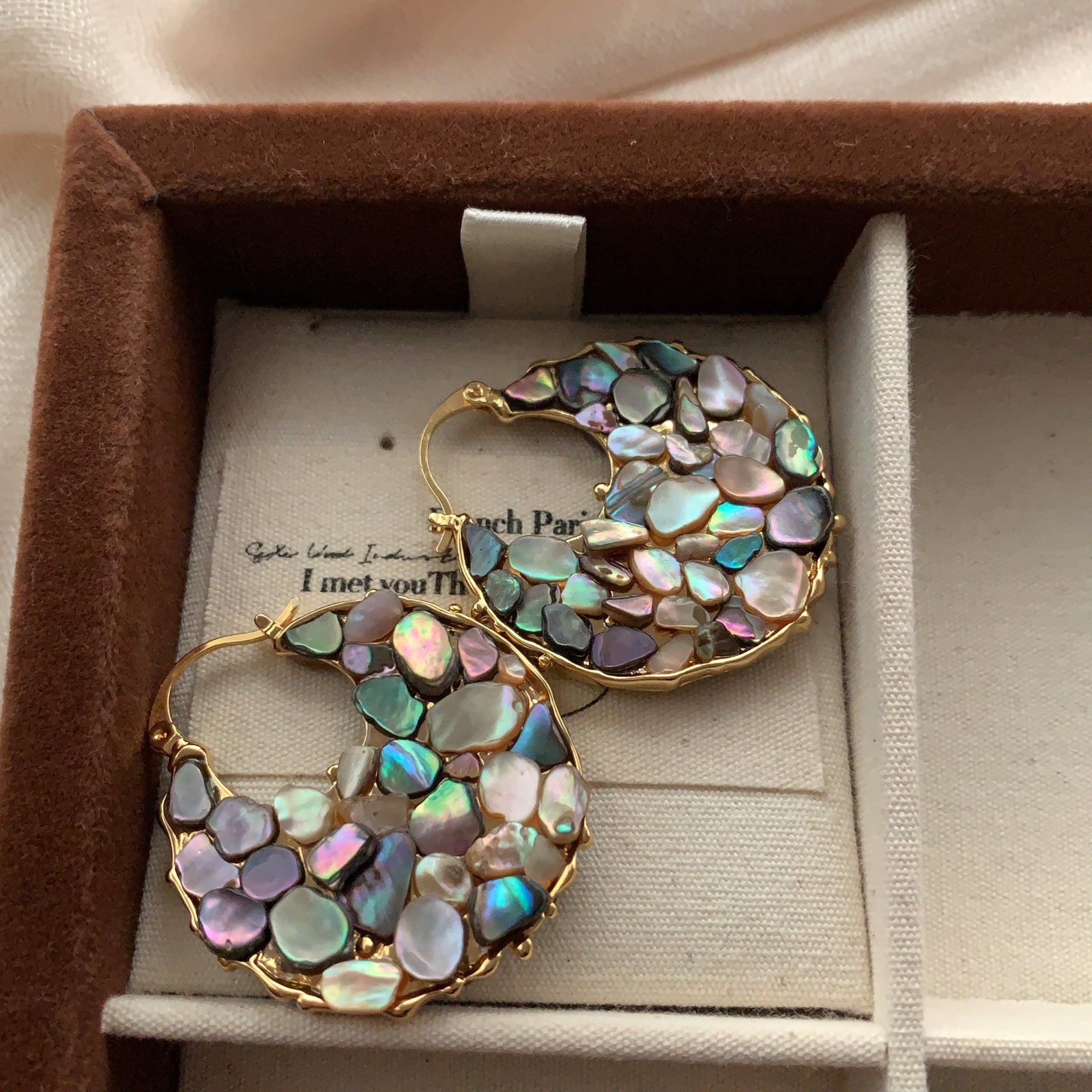 Colorful Mother-of-Pearl U-Shape Ear Cuff 925 Silver