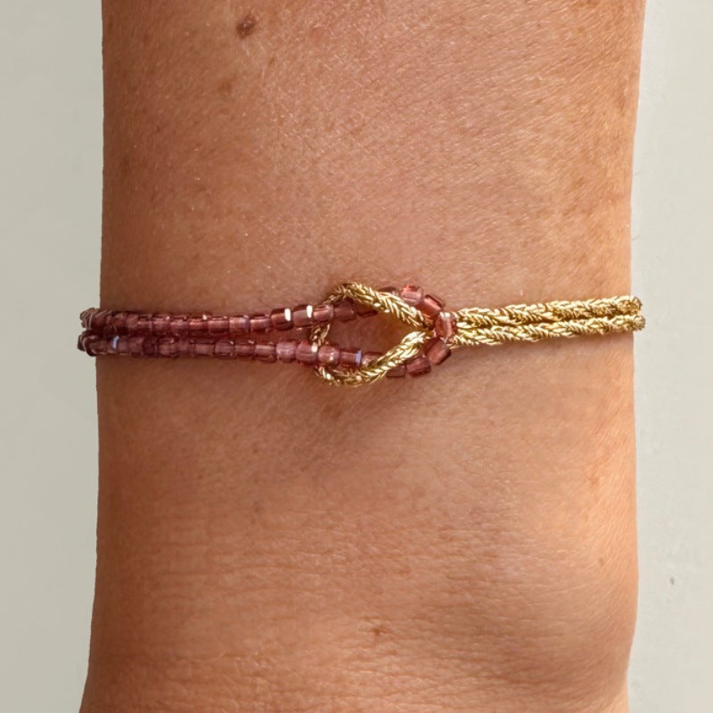 Bohemian Natural Stone Beaded Bracelet with Knot Design