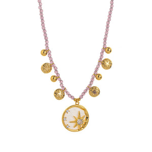 Purple Baroque Pearl & Celestial Pendant Necklace