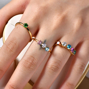 Titanium Steel Zircon Ring, 18K Gold Plated PDRG313 - view 2