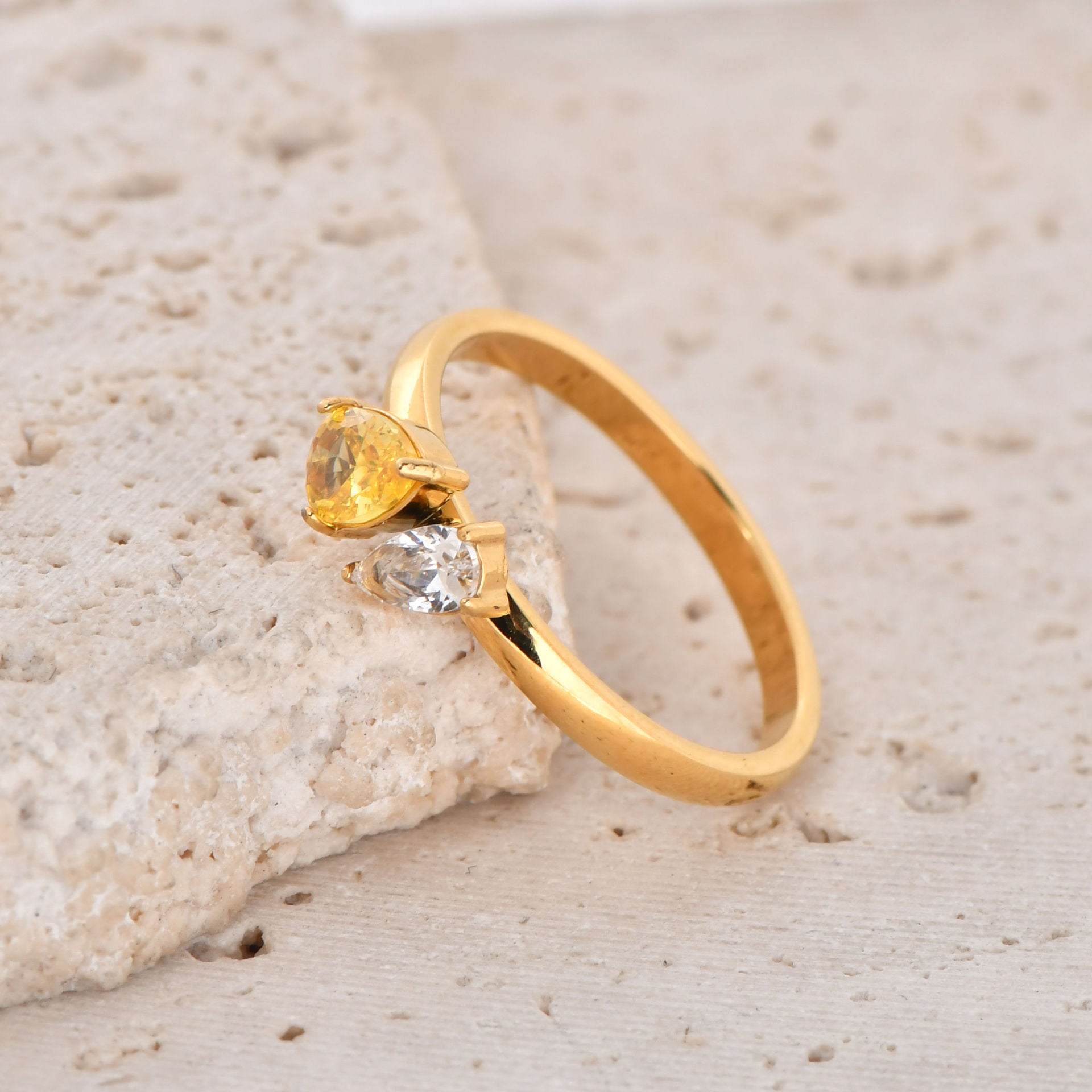 Luxury Geometric Zircon Titanium Steel Ring PDRG315 - view 9