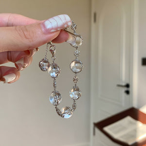 Faceted White Crystal Bead Bracelet