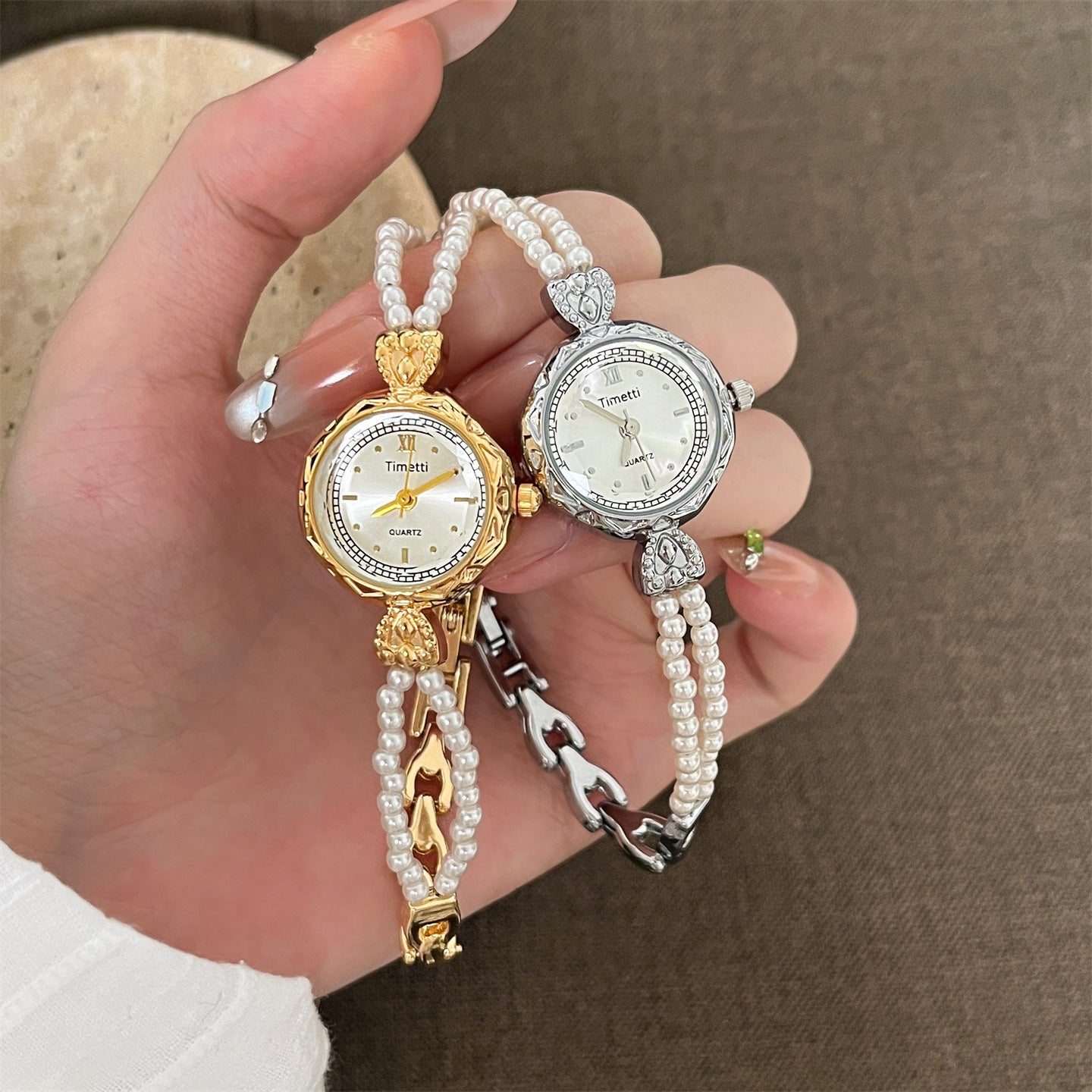 Pearl Bracelet Watch Quartz Movement Titanium Clasp PDW011 - view 5