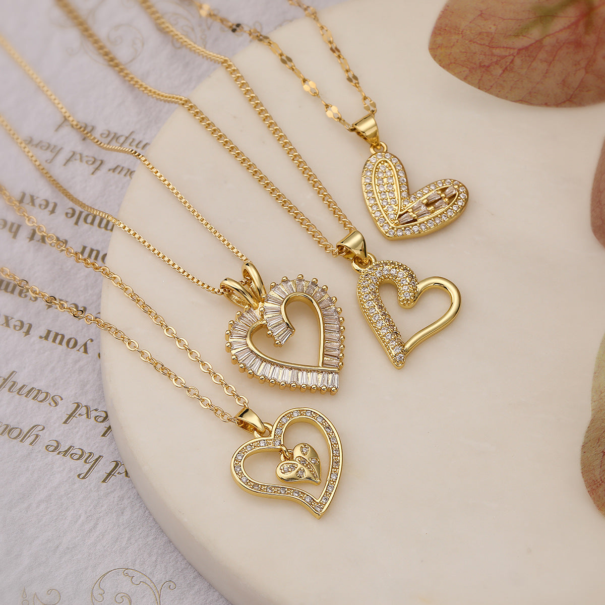 Micro-Pave Heart Zirconia Necklace PDNK323