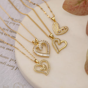Micro-Pave Heart Zirconia Necklace PDNK323