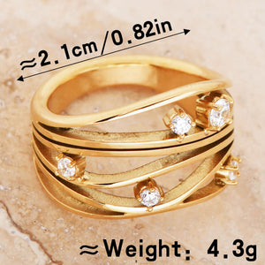 Vintage Openwork Zircon Titanium Steel Ring