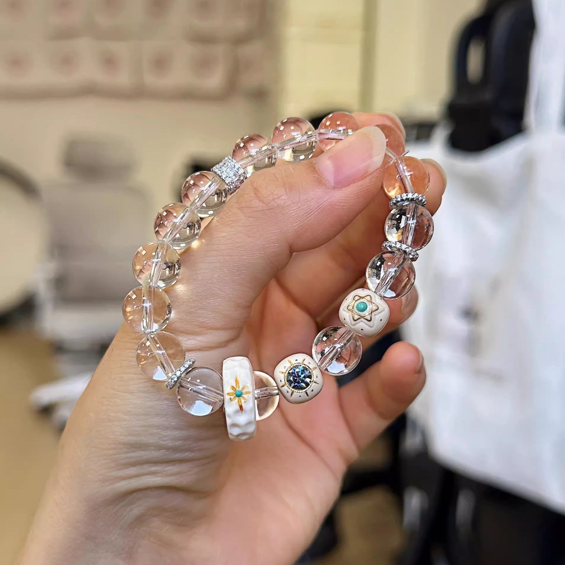 Fresh White Crystal Bead Bracelet