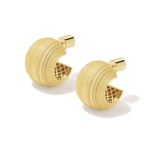 Brushed Metallic Sphere Stud Earrings