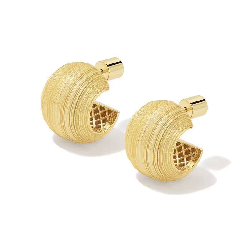 Brushed Metallic Sphere Stud Earrings