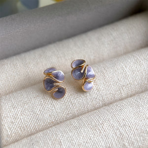 Sweet 3D Enamel Geometric Earrings White & Purple