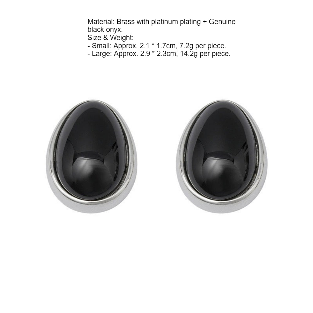 Vintage Black Onyx Teardrop Statement Earrings PDRG320 - view 2