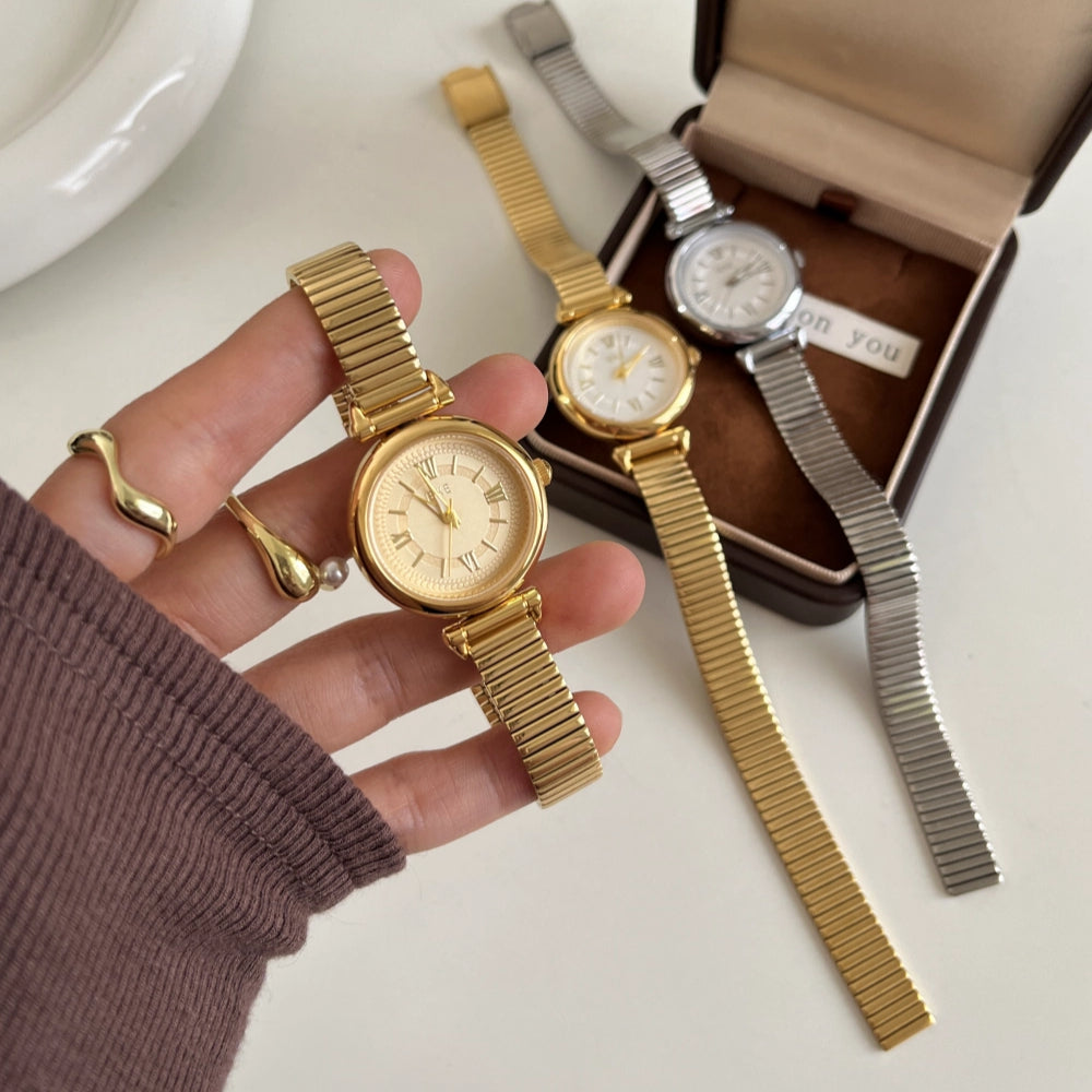 Silent Roman Dial Watch Alloy Bracelet Quartz PDW043