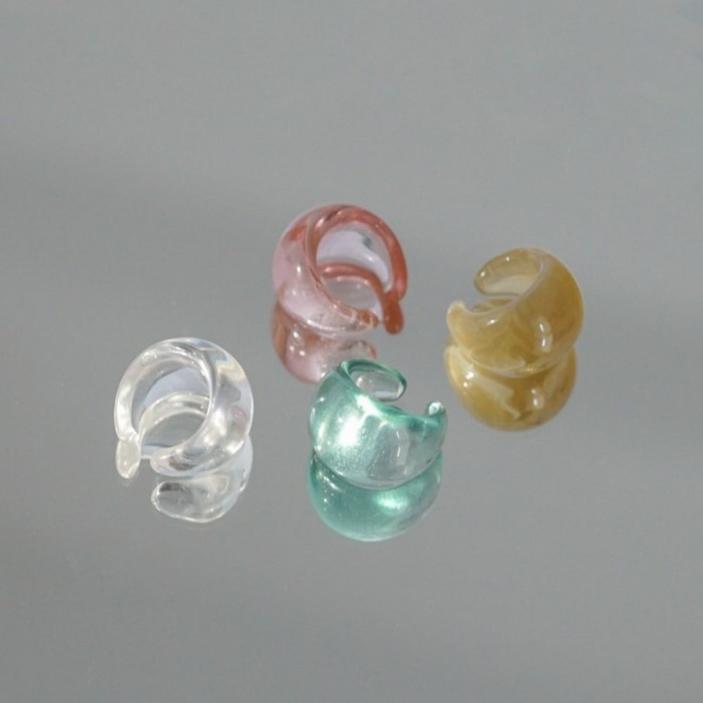 Chunky Transparent Resin Cuff Earrings