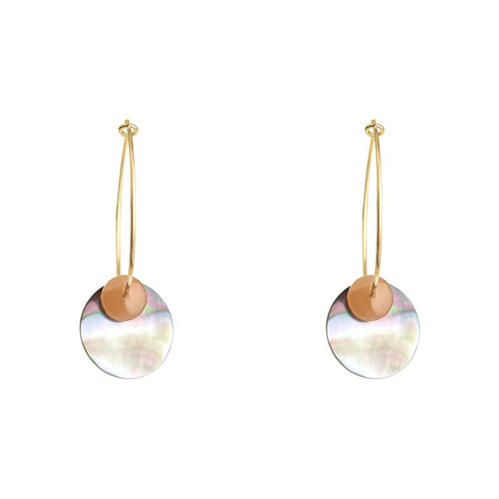 Handcrafted Shell & Topaz Geometric Hoop Earrings