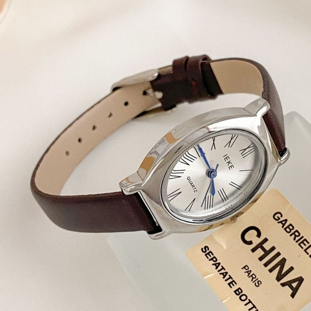 Petite Elliptical Dial Leather Strap Watch PDW007
