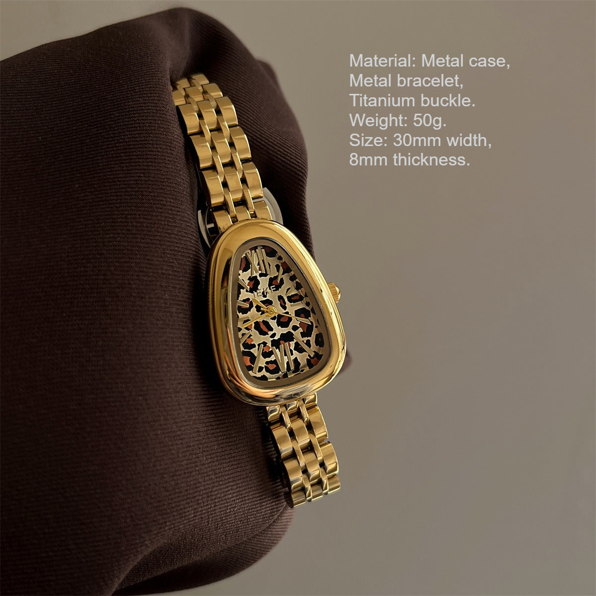 Leopard Print Square Watch Metal Strap Quartz PDW044 - view 3