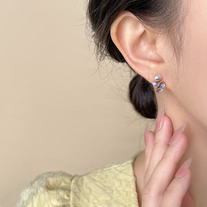 Sweet 3D Enamel Geometric Earrings White & Purple