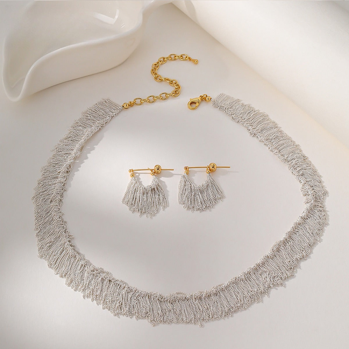 Handmade Waterfall Tassel Necklace Earrings