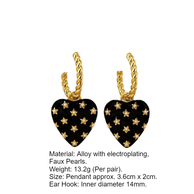 Three-Dimensional Heart Faux Pearl Earrings PDER430 - view 3