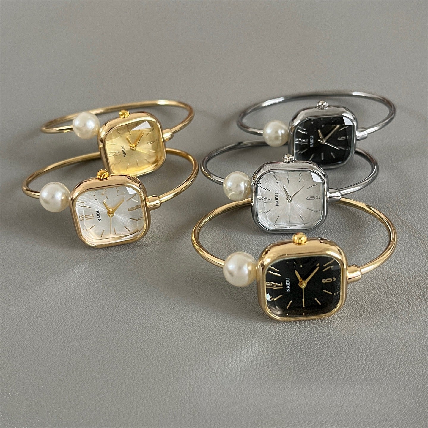 Square Dial Pearl Bangle Watch Quartz Gold Silver PDW035 - view 6