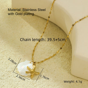 Ocean Breeze Seashell & Starfish Necklace PDNK358 - view 4