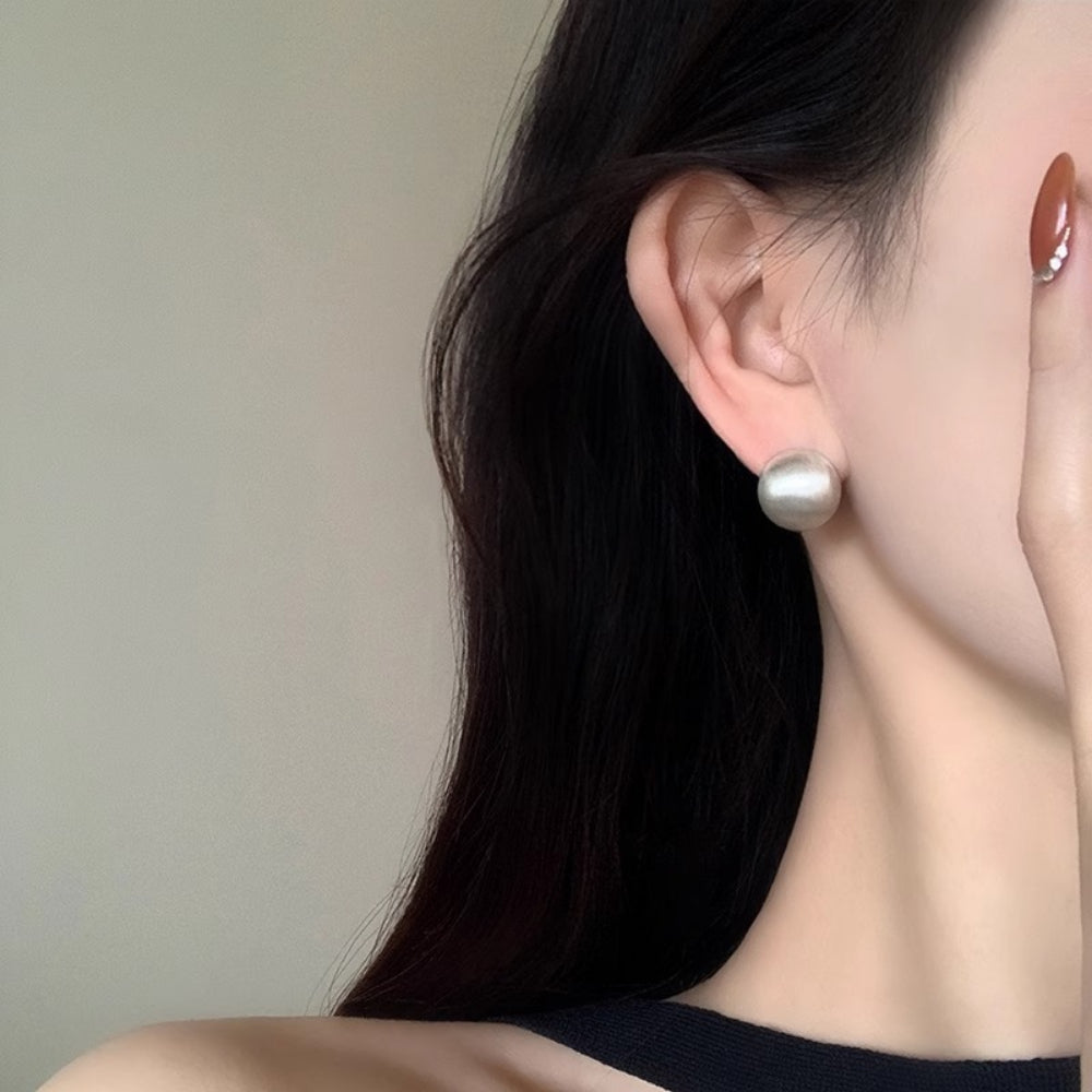 Minimalist Brushed Metal Hoop Earrings PDER394 - view 2