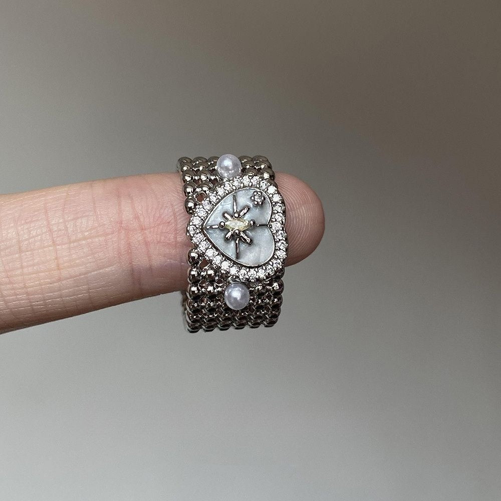 Vintage Love Heart Pearl Butterfly Star Ring
