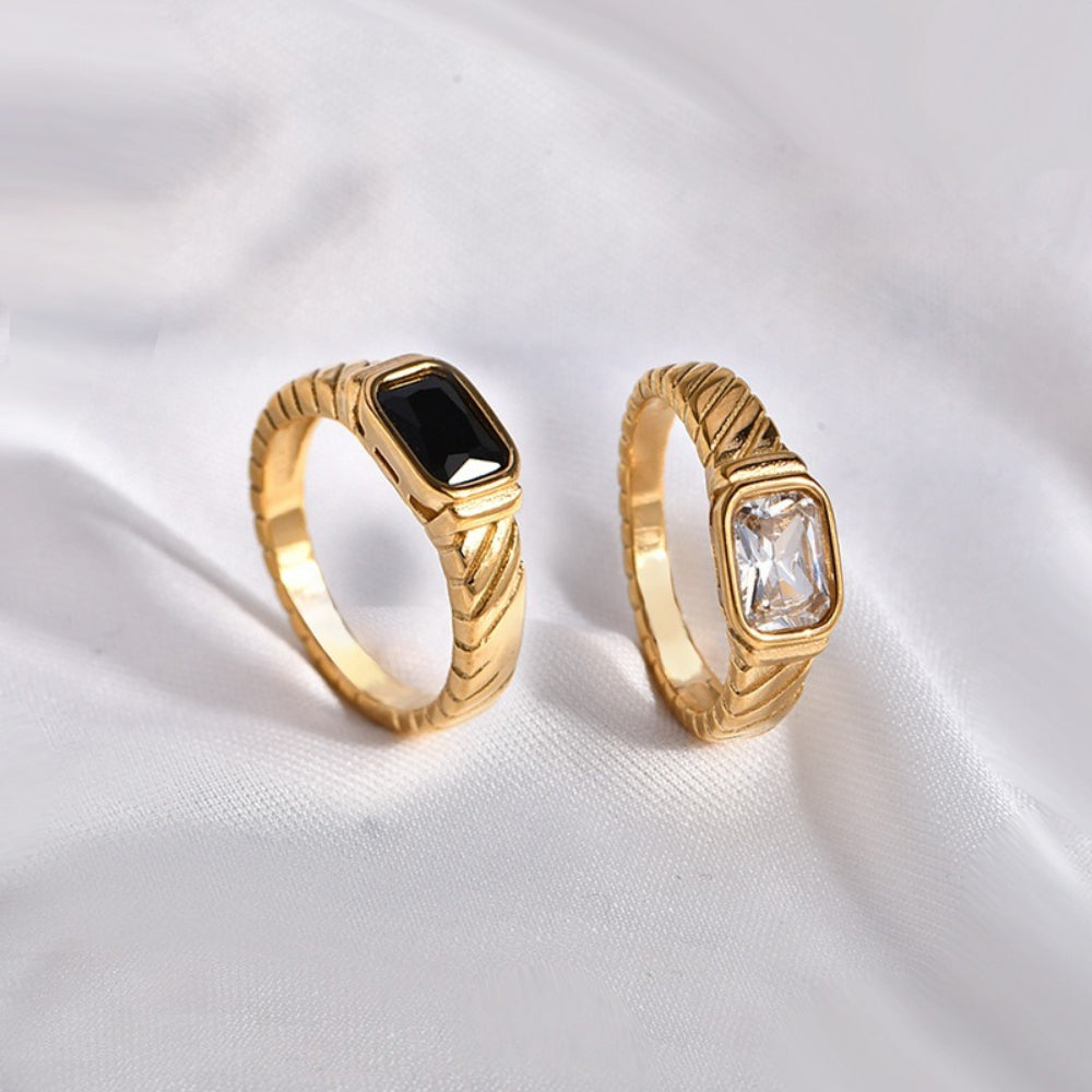 Geometric Rhombus Zirconia Ring