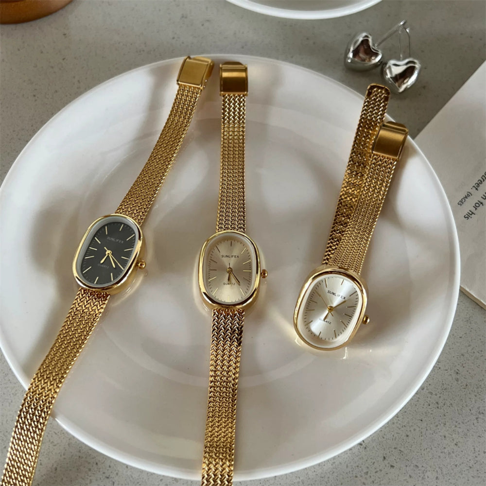 Vintage Oval Small Gold Dress Watch PDW001