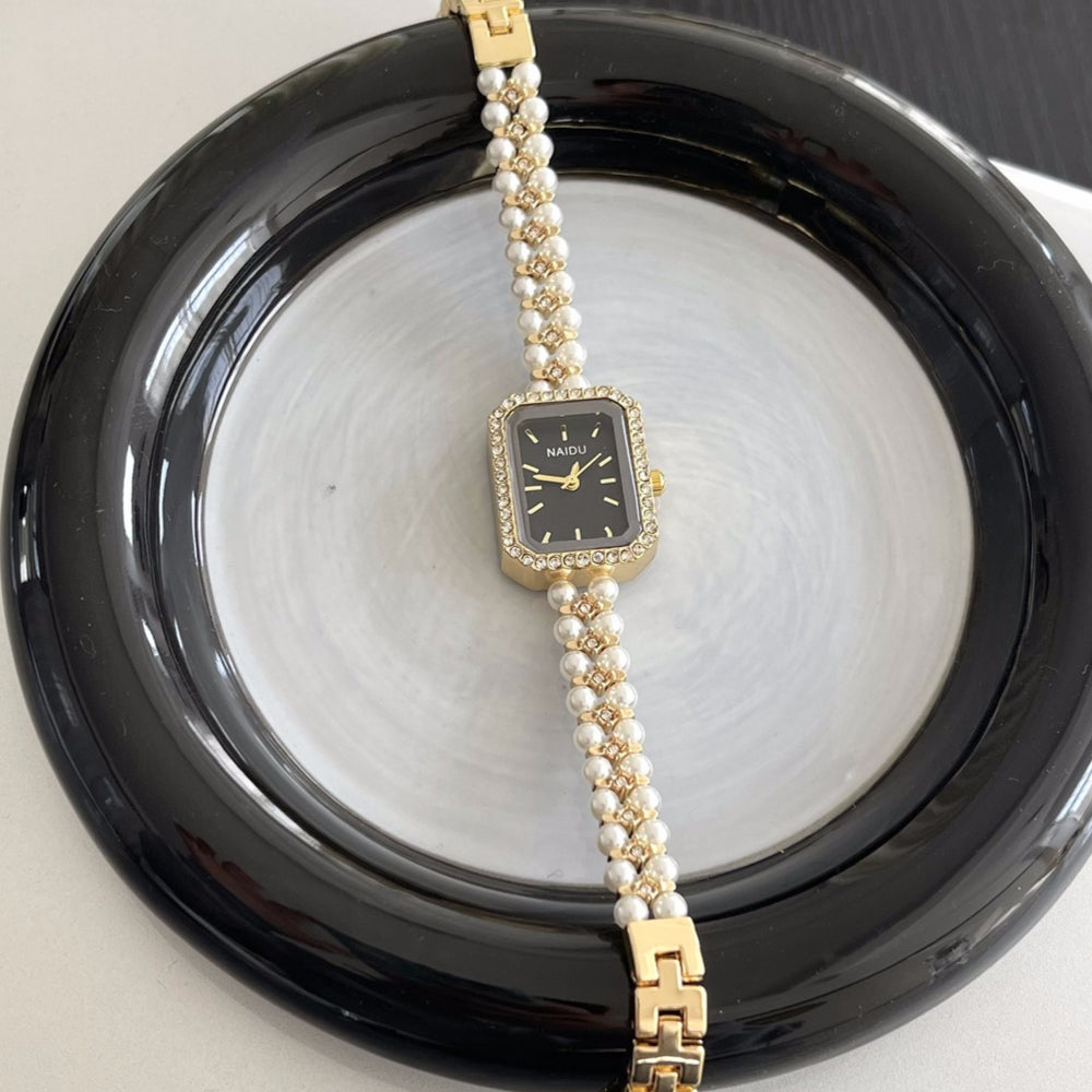Square Double Row Pearl Bracelet Watch PDW036 - view 7