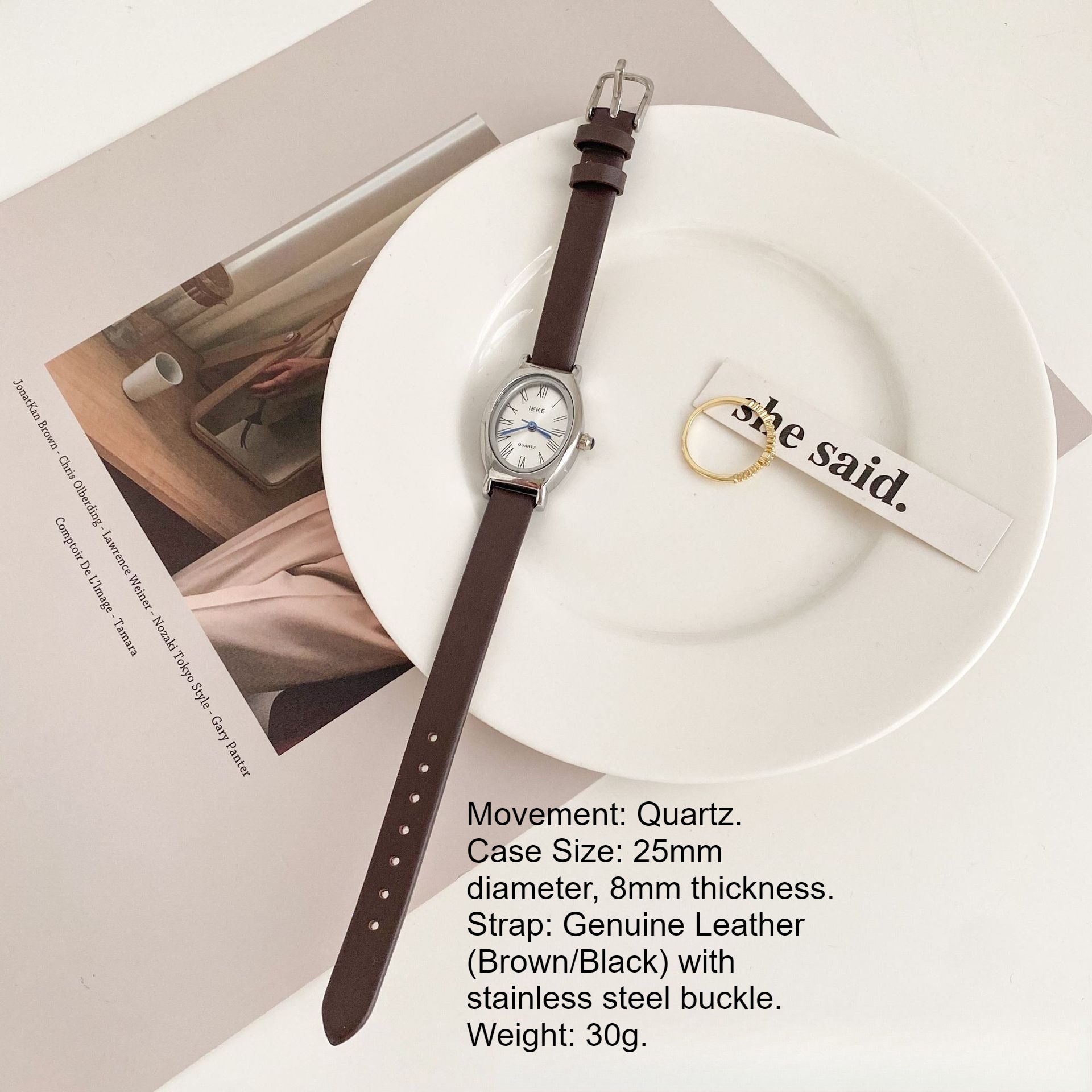 Petite Elliptical Dial Leather Strap Watch PDW007 - view 2