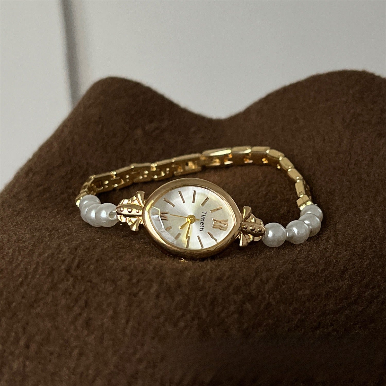 Pearl Bracelet Watch Gold Plated Retro Quartz PDW016