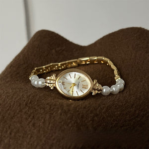 Pearl Bracelet Watch Gold Plated Retro Quartz PDW016