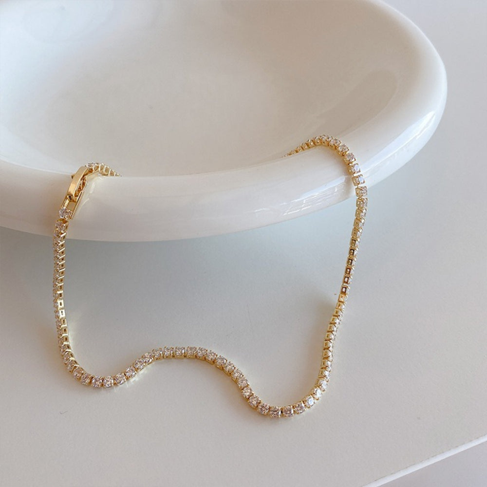 Cool Tone Rhinestone Choker Necklace