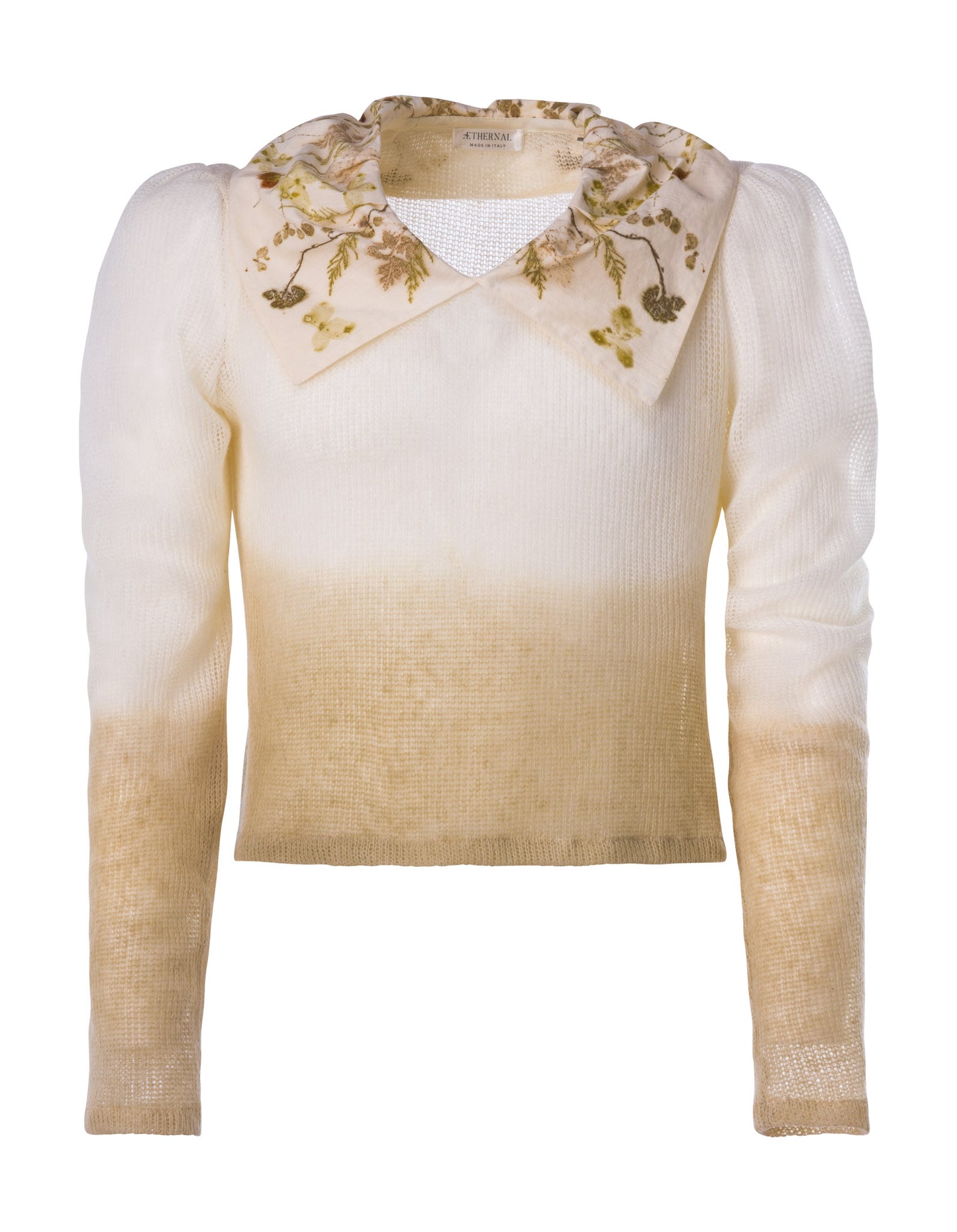 Isotta sweater in natural degradé colour with ecoprint