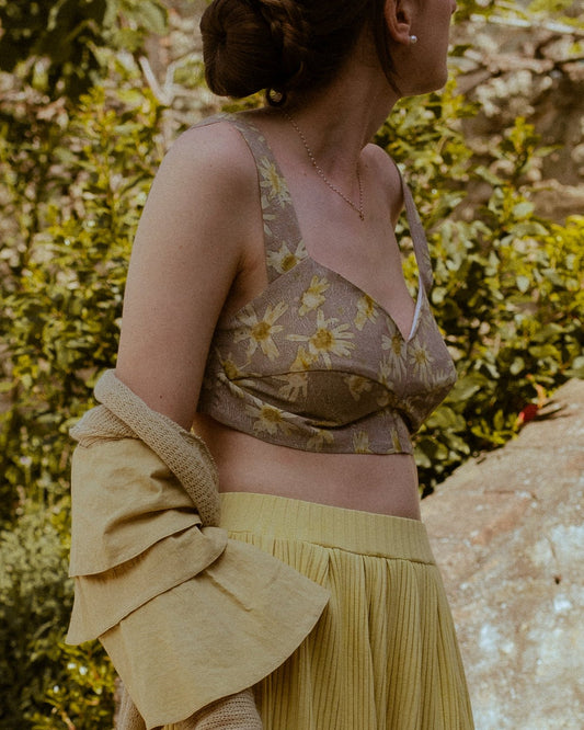 Elsa Crop top in cotton with Ecoprint