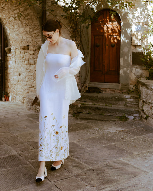 Nives knitted dress with ecoprint