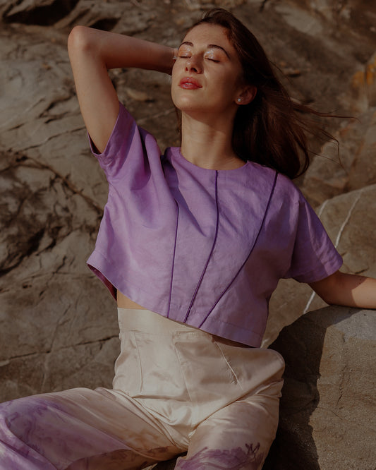 Blusa Cleofa oversize linen with natural dye