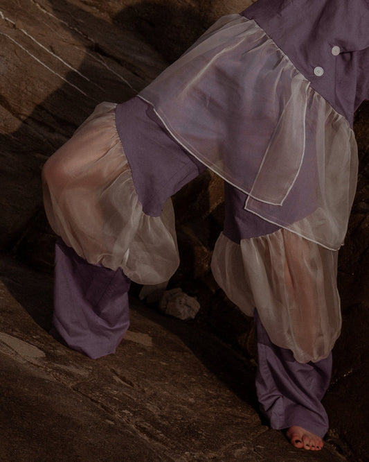 Livia trousers natural dye and organza