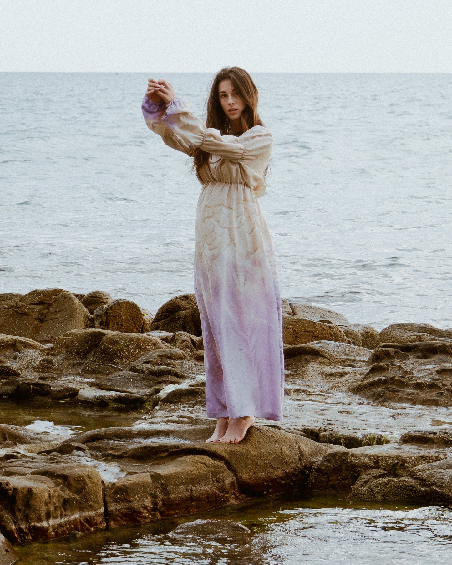 Teresa dress in silk mix natural dye