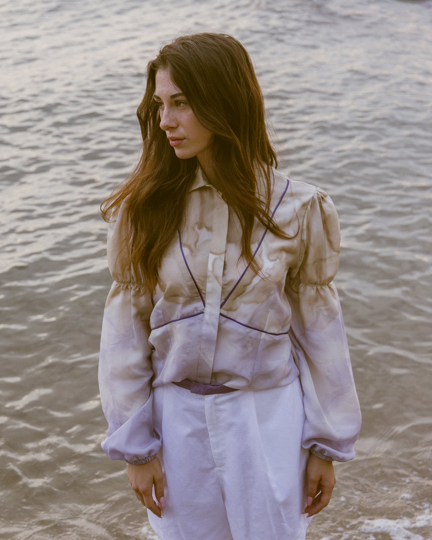 Penelope silk shirt mix natural colors