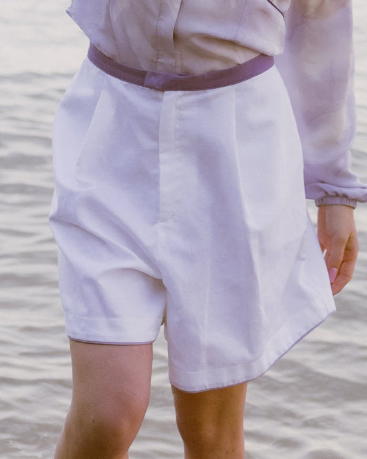 Raissa linen shorts with natural dyeing strap