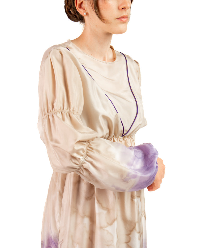 Teresa dress in silk mix natural dye