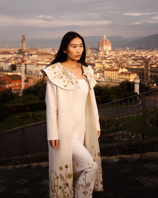 Clotilde coat in Ecoprint