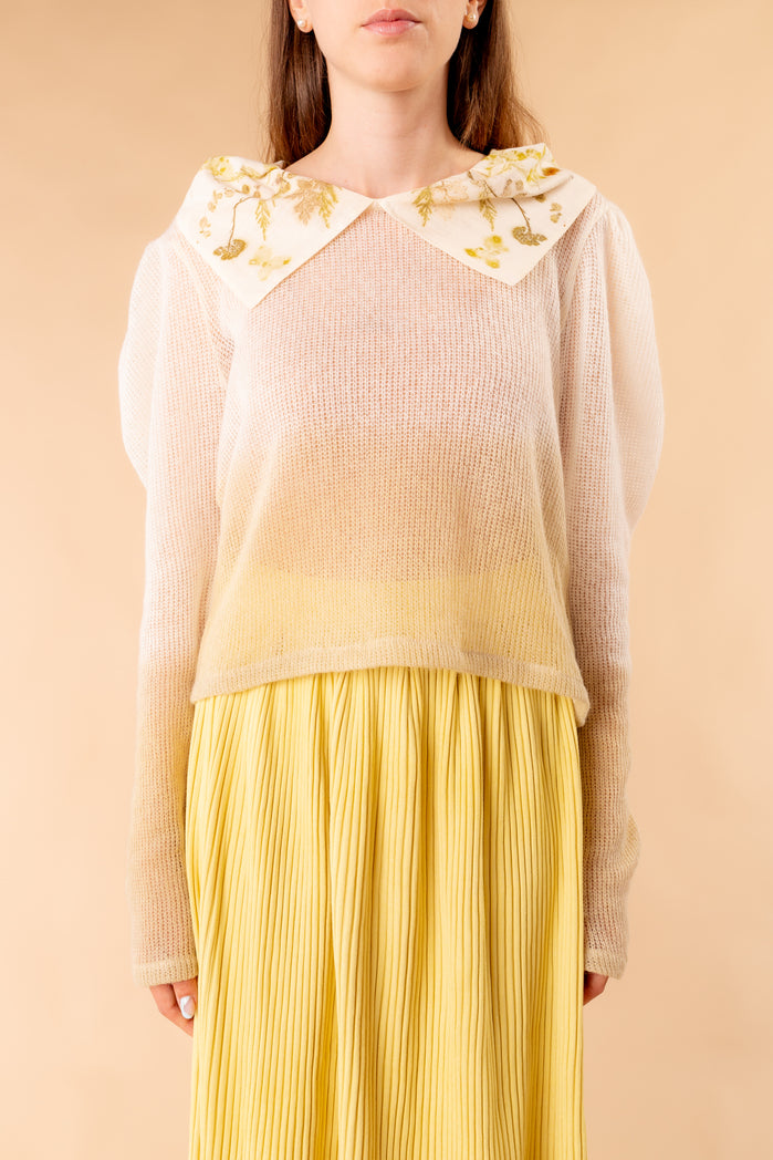 Isotta sweater in natural degradé colour with ecoprint